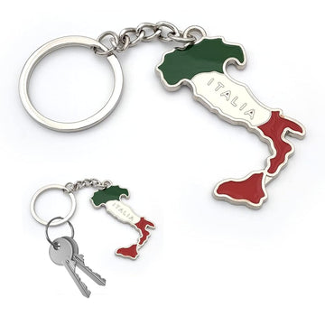 ITALIA MAP TRICOLORE KEYRING